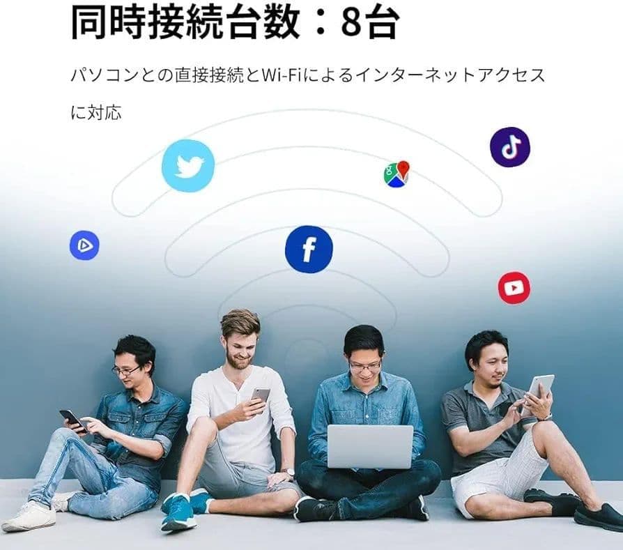 モバイルルーター 日韓通用30ギガ付 8台同時接続 3000mAhバッテリー