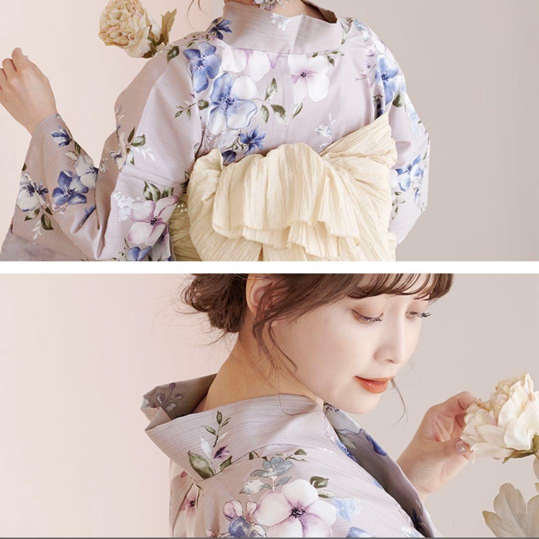 diat 浴衣 ecru pink flower