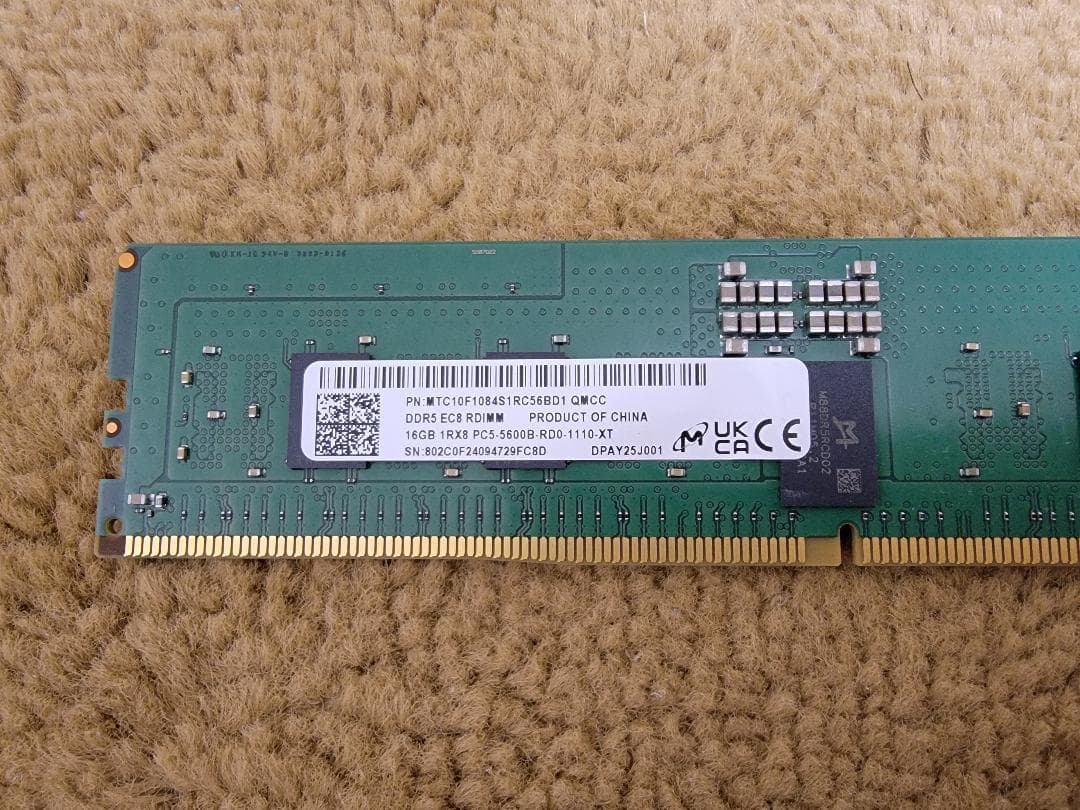 Micron DDR5 PC5-5600 RDIMM 16GB メモリ