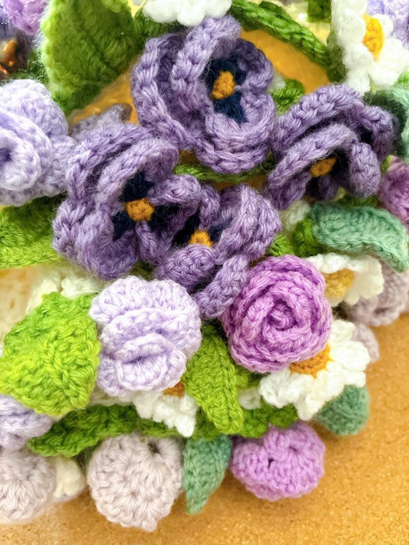 花束ブランケット ブーケブランケット　手編み ハンドメイド 79cm 編み物