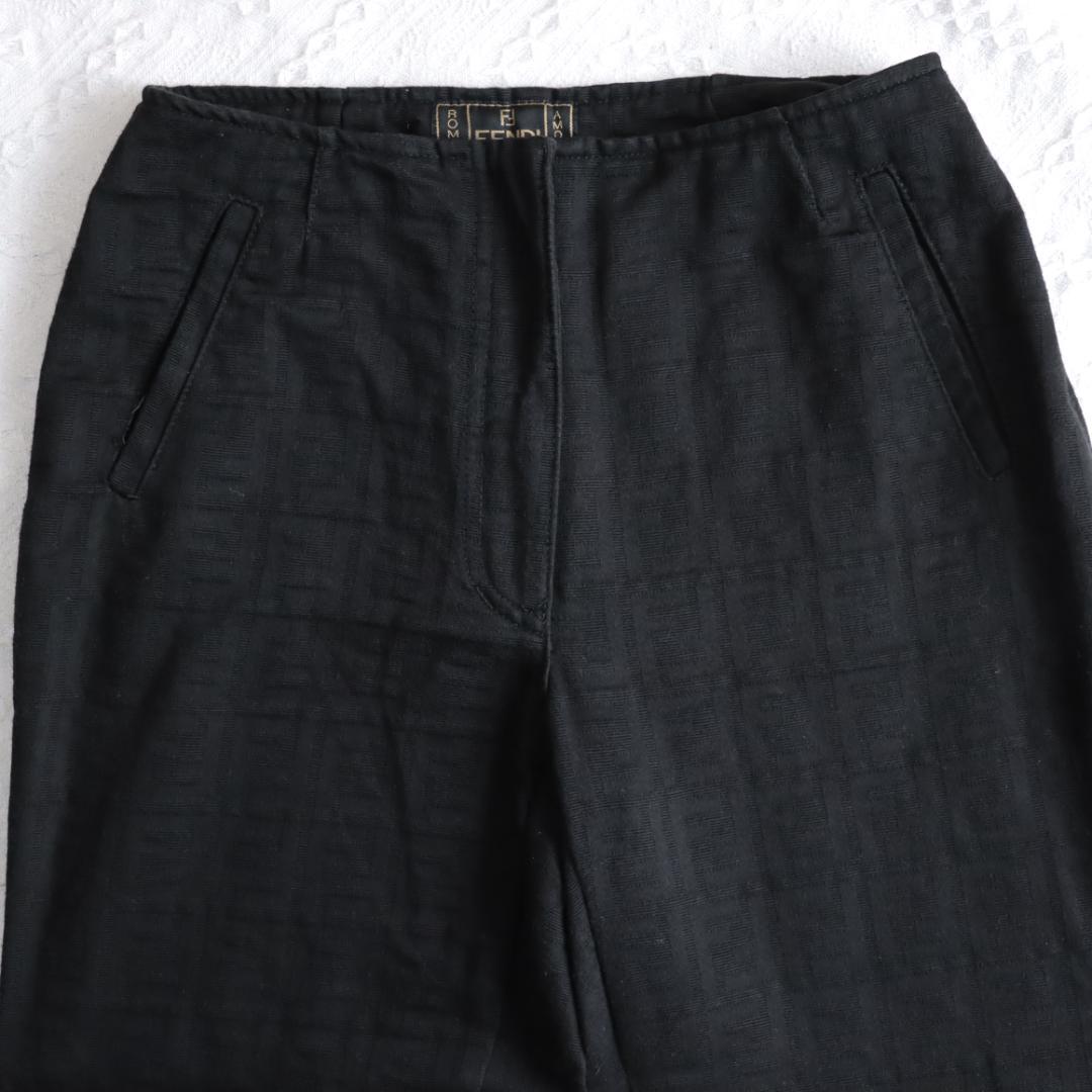 FENDI　フェンディ　ズッカ柄　パンツストレート　FFロゴ　ブラック　チノパン