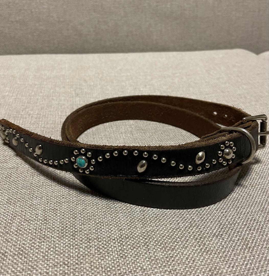 12/31まで最終値下げ！HTC スタッズベルト ブラック ターコイズ 34