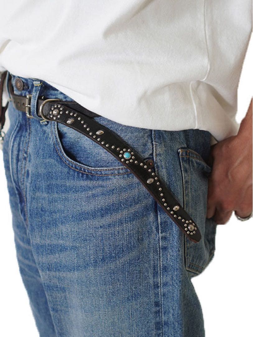 12/31まで最終値下げ！HTC スタッズベルト ブラック ターコイズ 34