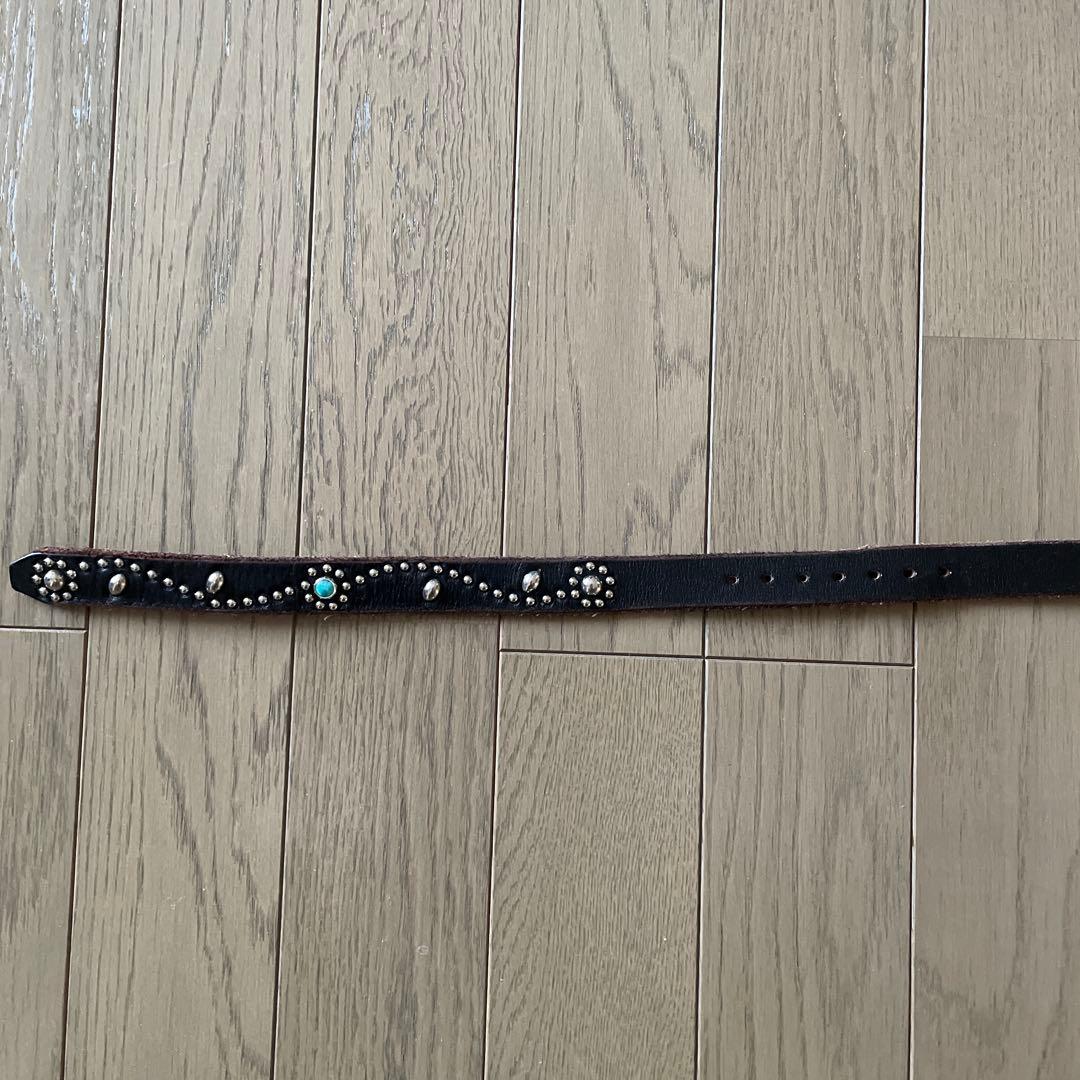 12/31まで最終値下げ！HTC スタッズベルト ブラック ターコイズ 34