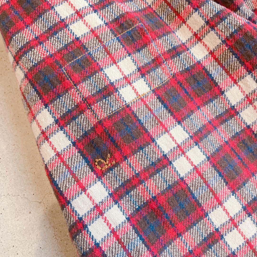 美品✦ฺ45R インドネルの908イージーシャツ　赤　チェックシャツ　ネルシャツ