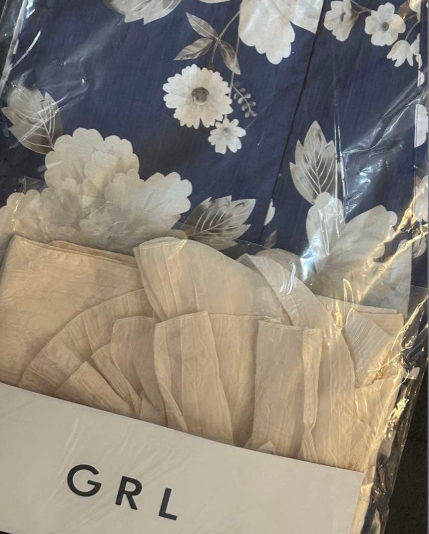 GRL 浴衣セット ネイビー　牡丹