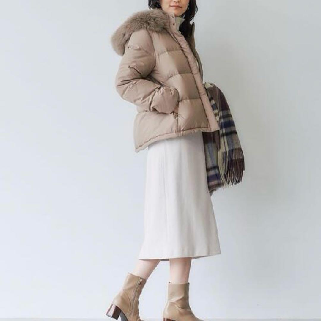 グリーンレーベルリラクシング ファー フード ショート ダウン コート 38