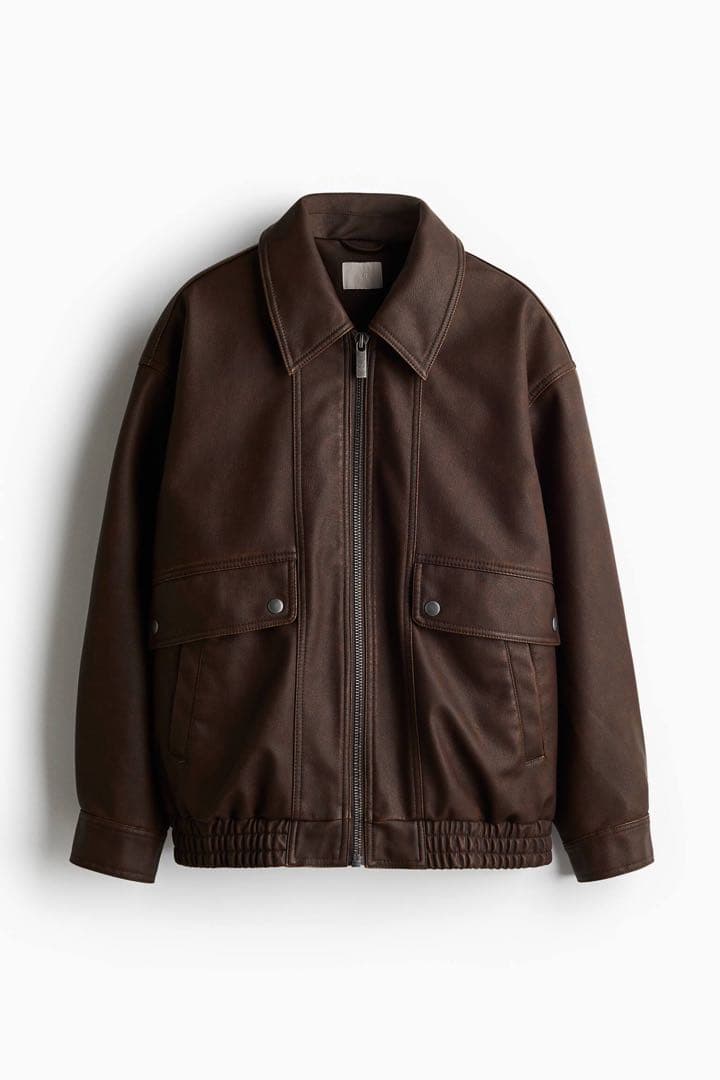 H &M オーバーサイズ コーティングジャケット サイズXL ダークブラウン新品