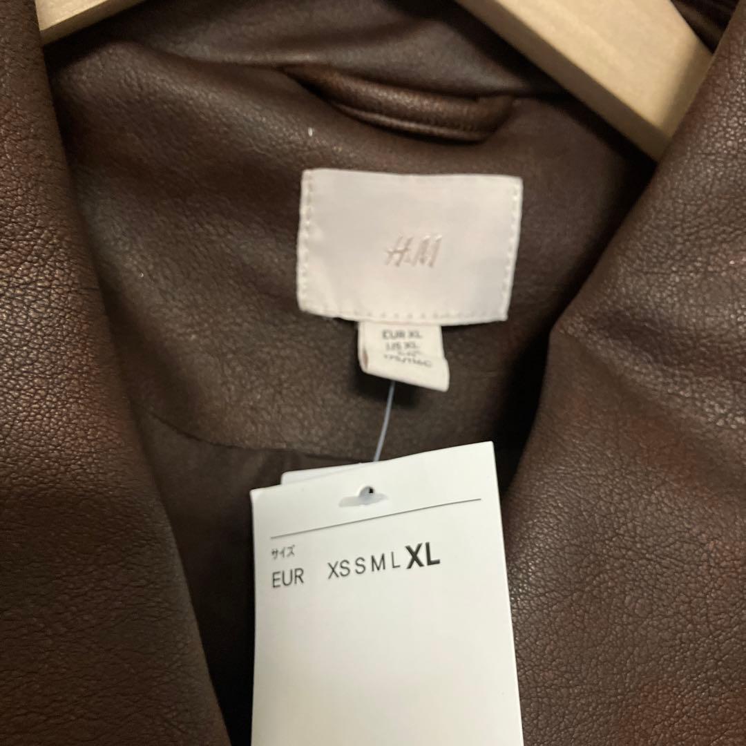 H &M オーバーサイズ コーティングジャケット サイズXL ダークブラウン新品