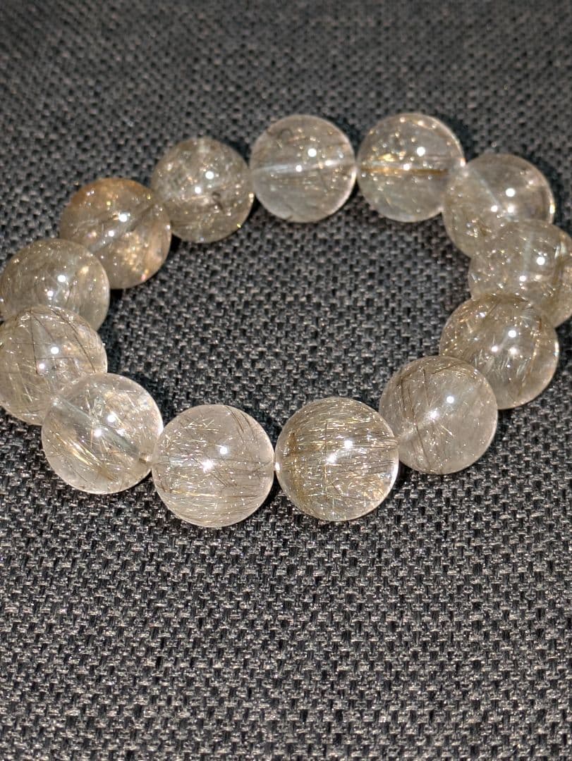 シルバールチル 天然石 数珠15ミリ大玉13粒