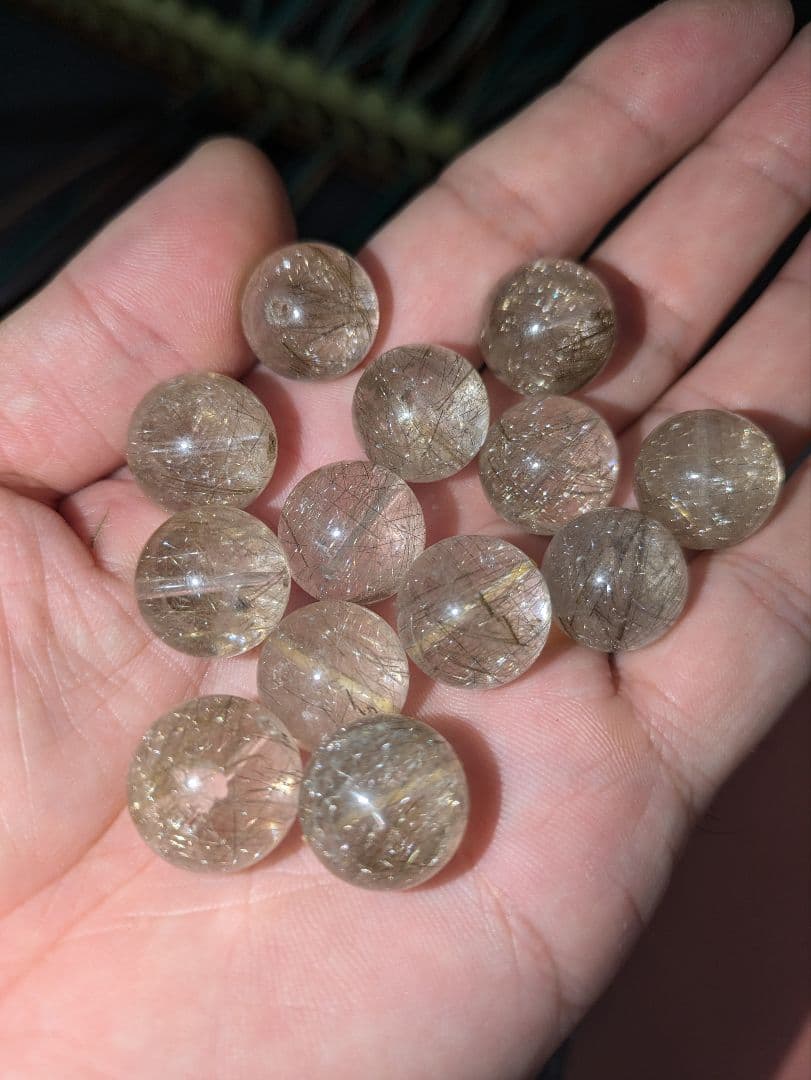 シルバールチル 天然石 数珠15ミリ大玉13粒