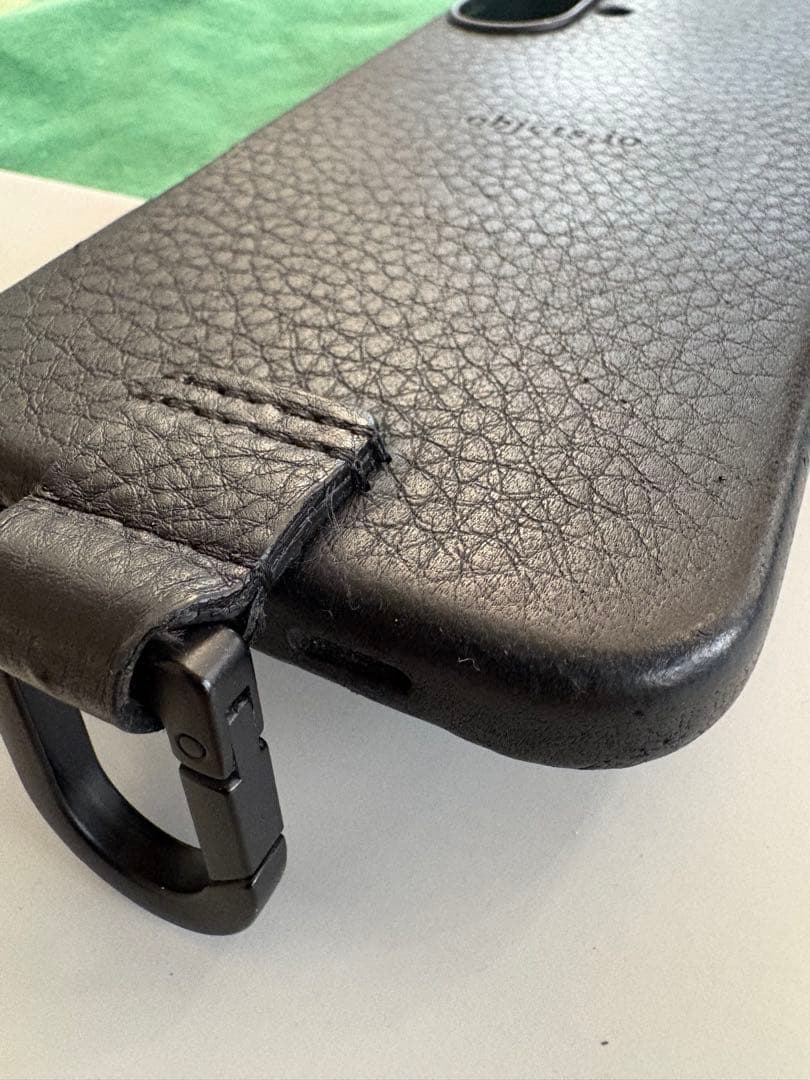 objcts.io レザーストラップ （カード）+ iPhoneケース 黒