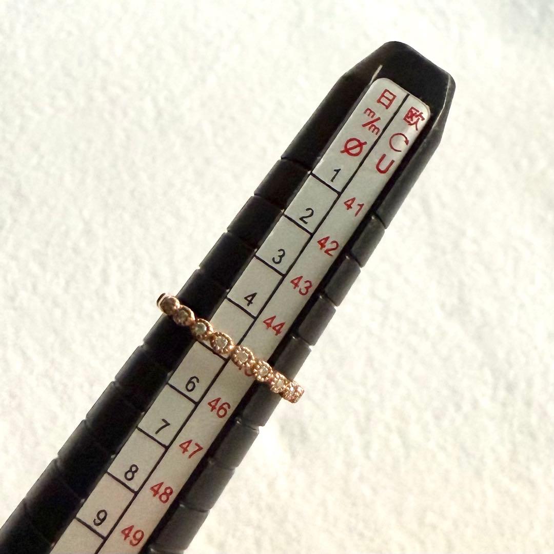 agete アガット K10 フリルリング 5号 ピンクゴールド ダイヤモンド