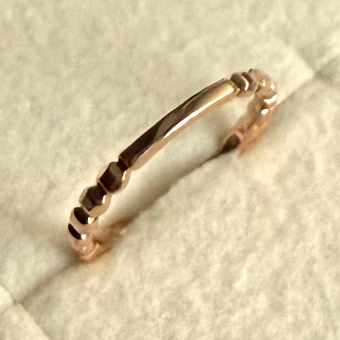 agete アガット K10 フリルリング 5号 ピンクゴールド ダイヤモンド