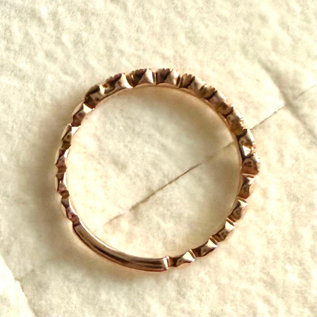 agete アガット K10 フリルリング 5号 ピンクゴールド ダイヤモンド