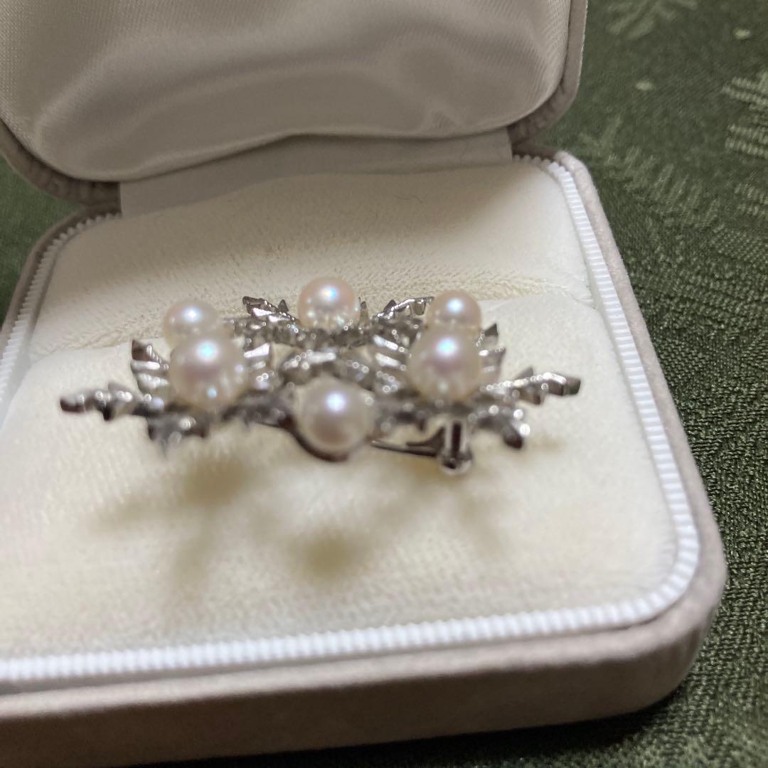 美品　ミキモト　パールブローチ 雪の結晶
