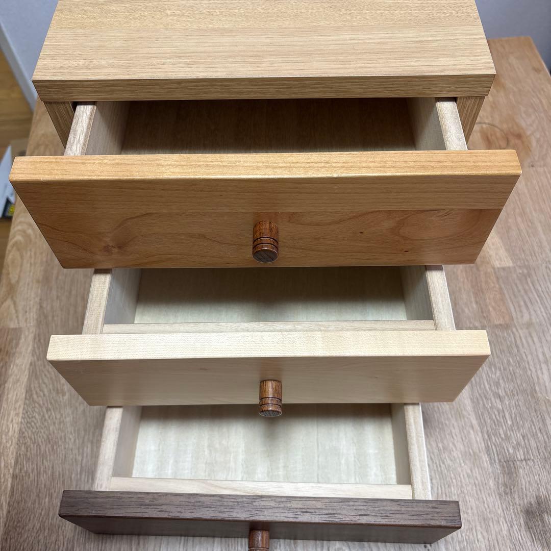 マルヨシ民芸家具　天然木　引き出しボックス　卓上収納 引き出し収納 三段