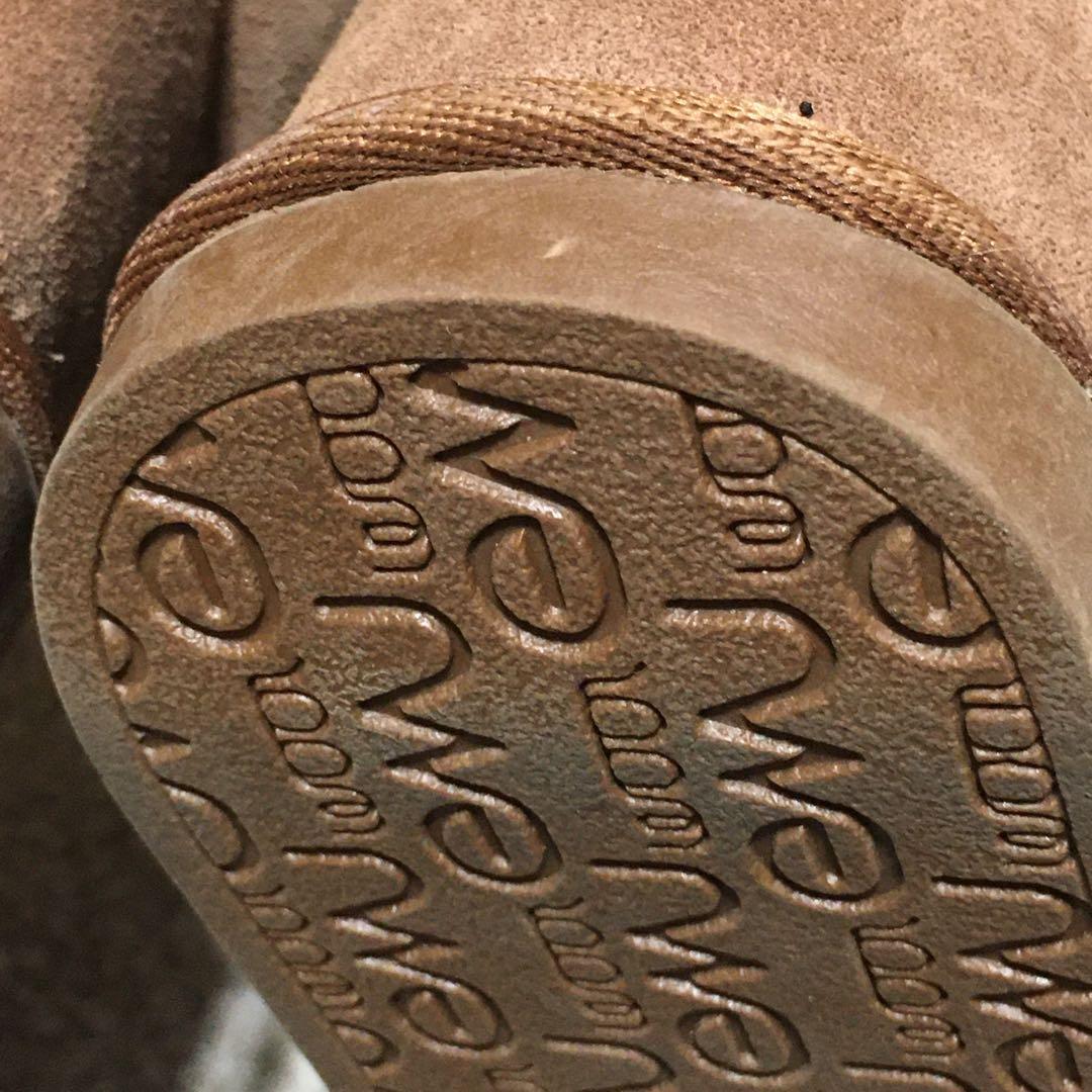 emu ♫ ニーハイ ムートンブーツ キャメル ブラウン 25cm W8 リボン