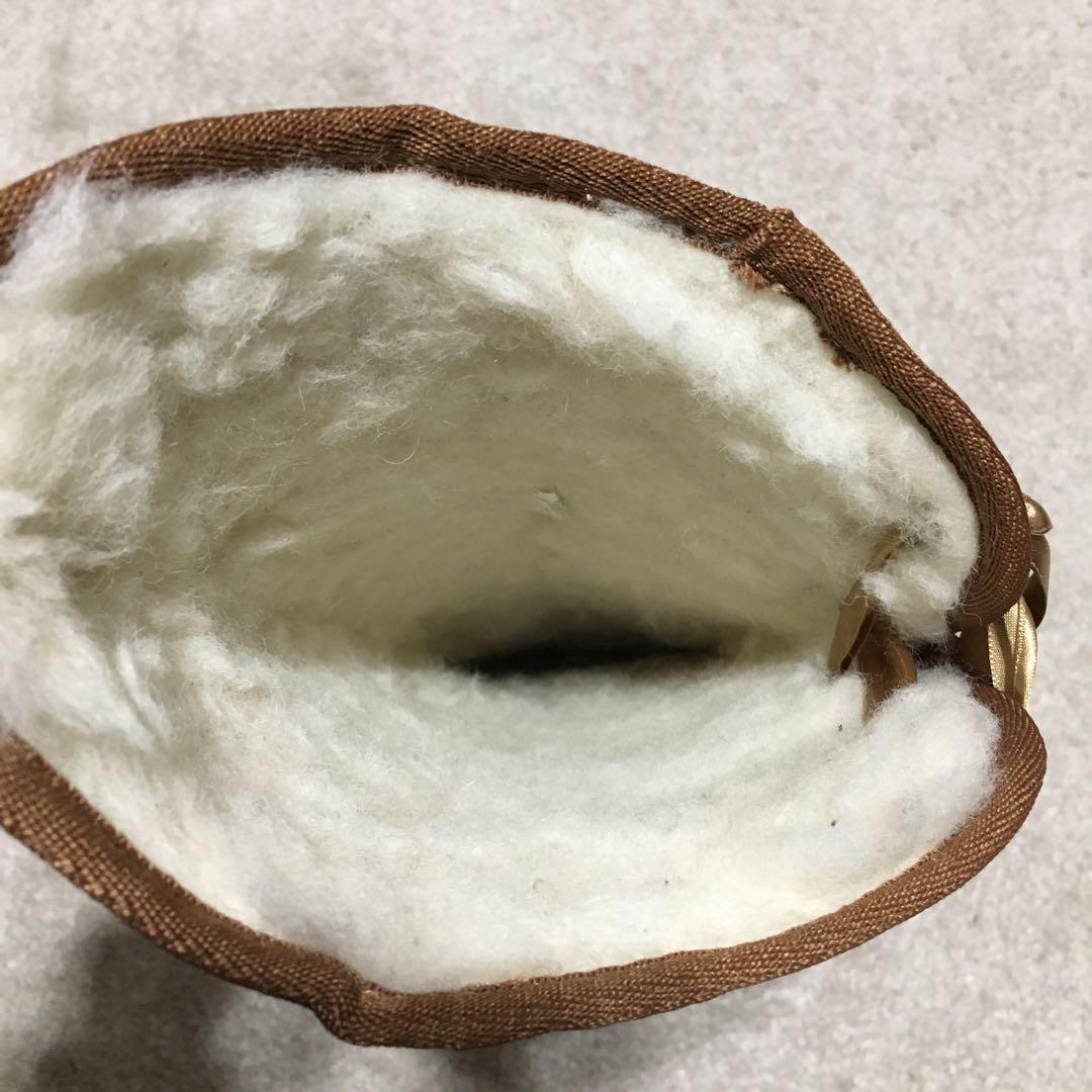 emu ♫ ニーハイ ムートンブーツ キャメル ブラウン 25cm W8 リボン