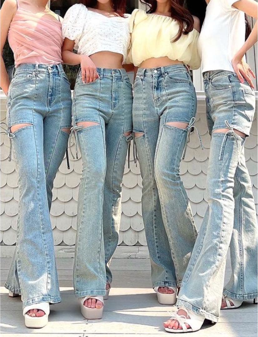 新品未使用 RESEXXY リゼクシー デニム カット アウト リボン デニム