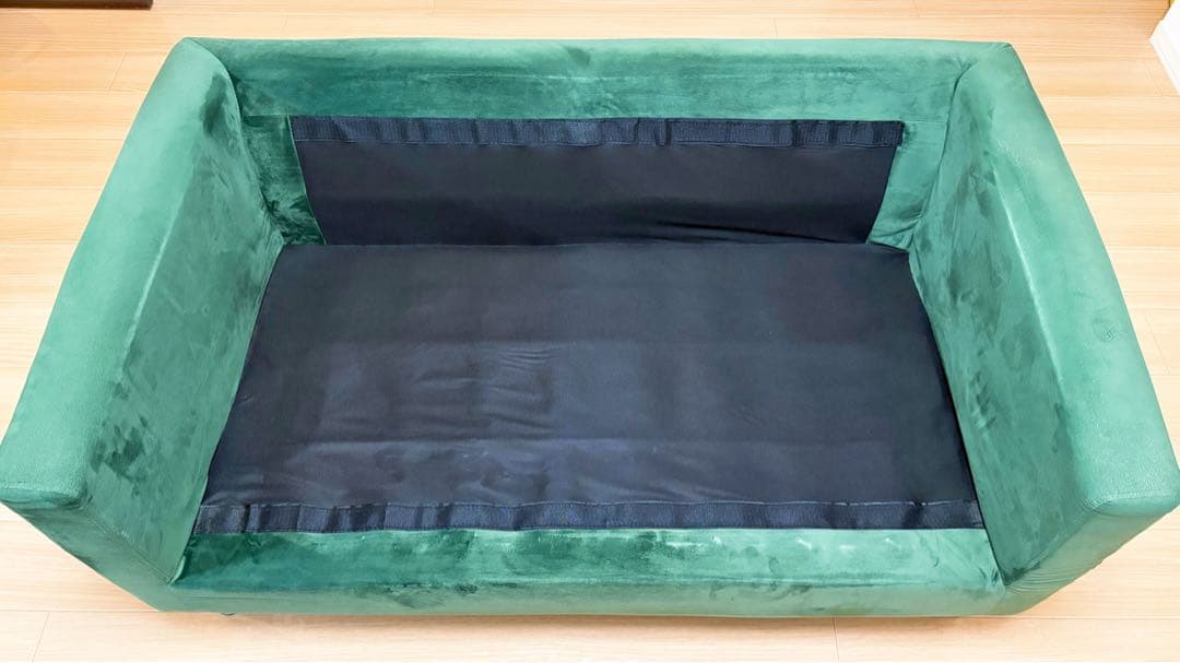 LOWYA ベルベット調ソファ 2人掛け クッション付き