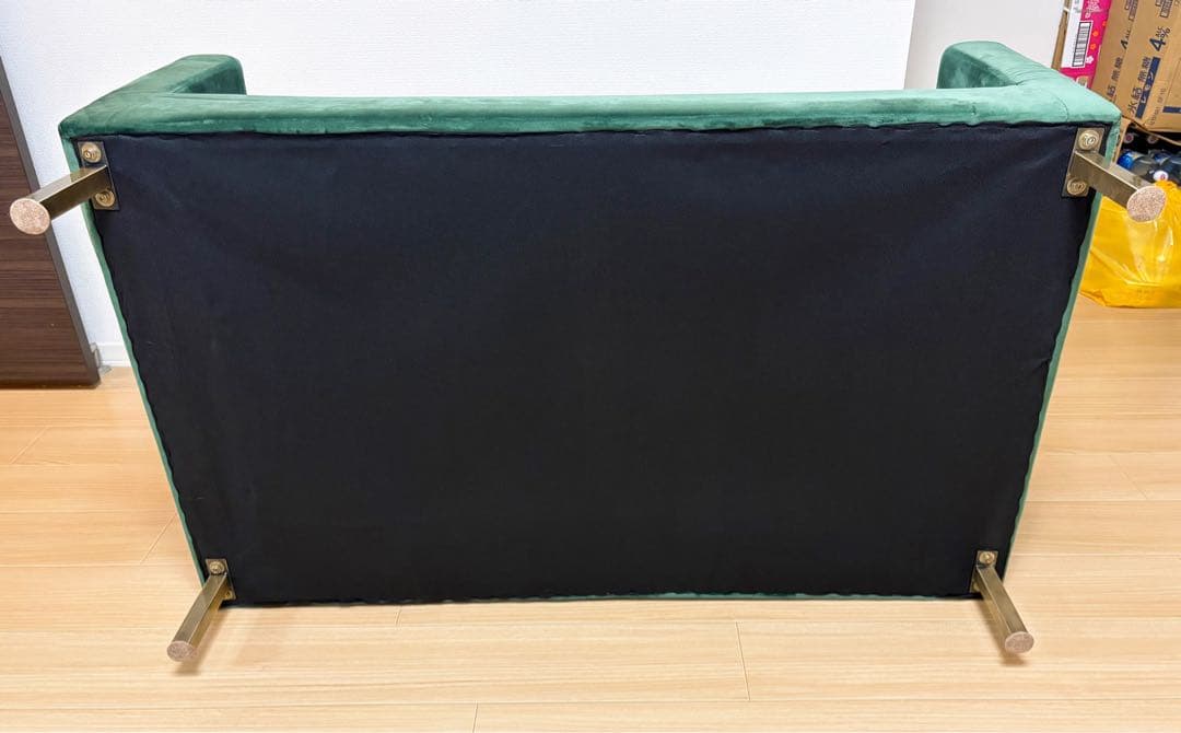 LOWYA ベルベット調ソファ 2人掛け クッション付き