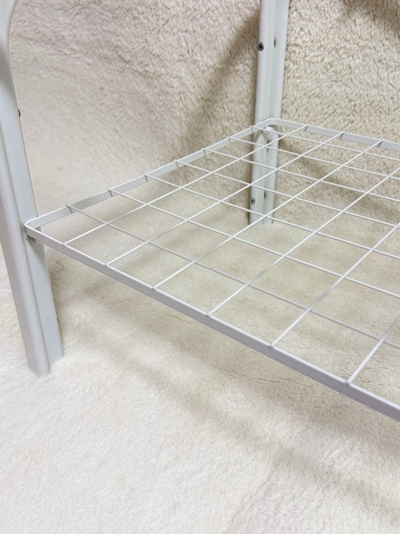 美品 アイアンフレーム 白 ローテーブル ガラス天板 昭和レトロ モダン