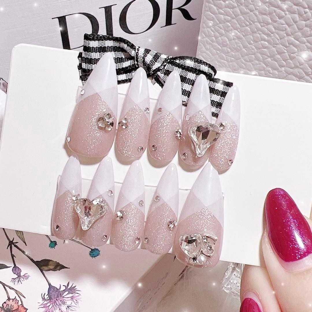 お急ぎ便A♥ ネイルチップ 量産型 マグネット フレンチ ワンホン ちゅるん