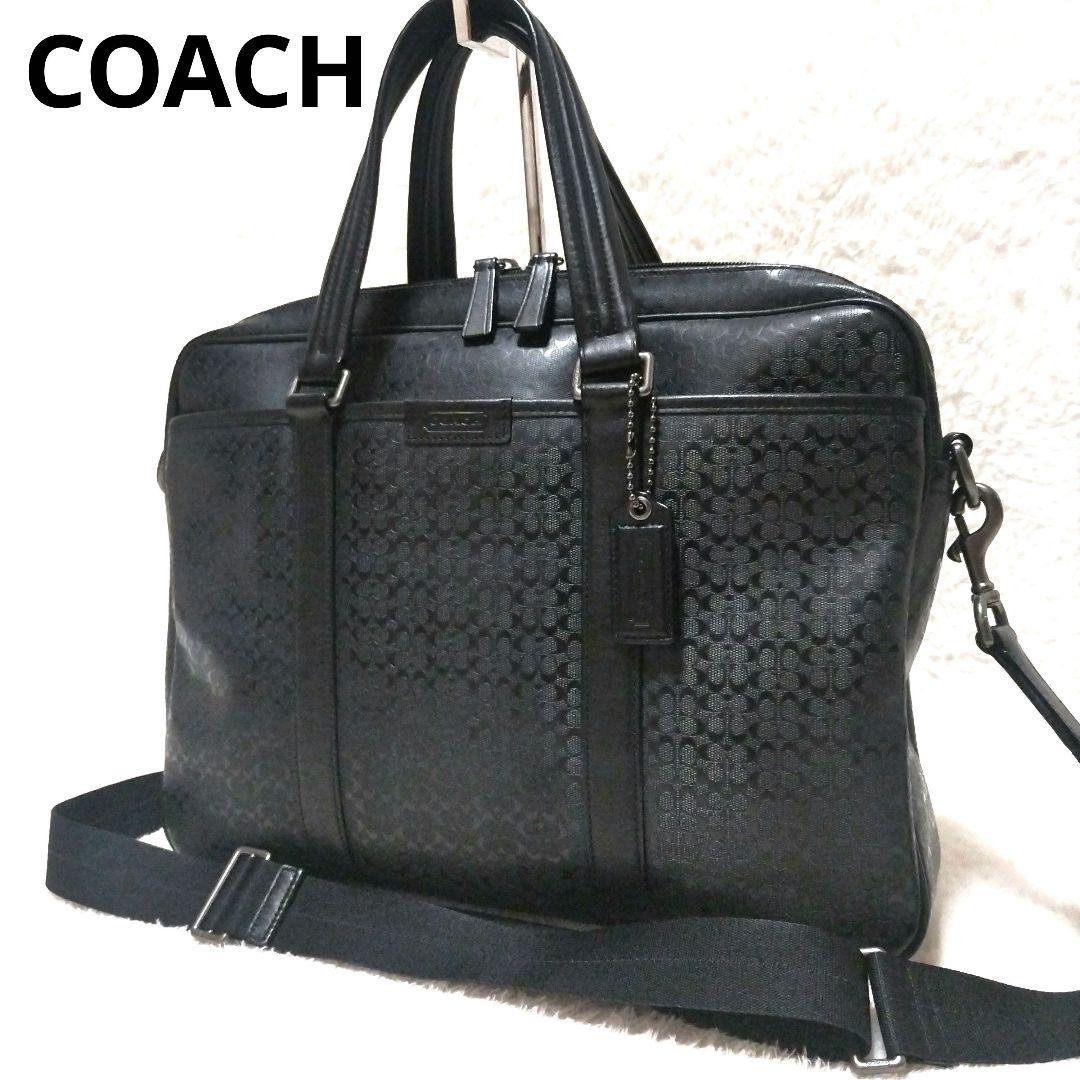 【美品】コーチ F70850 ヘリテージ シグネチャー 2way ビジネスバッグ