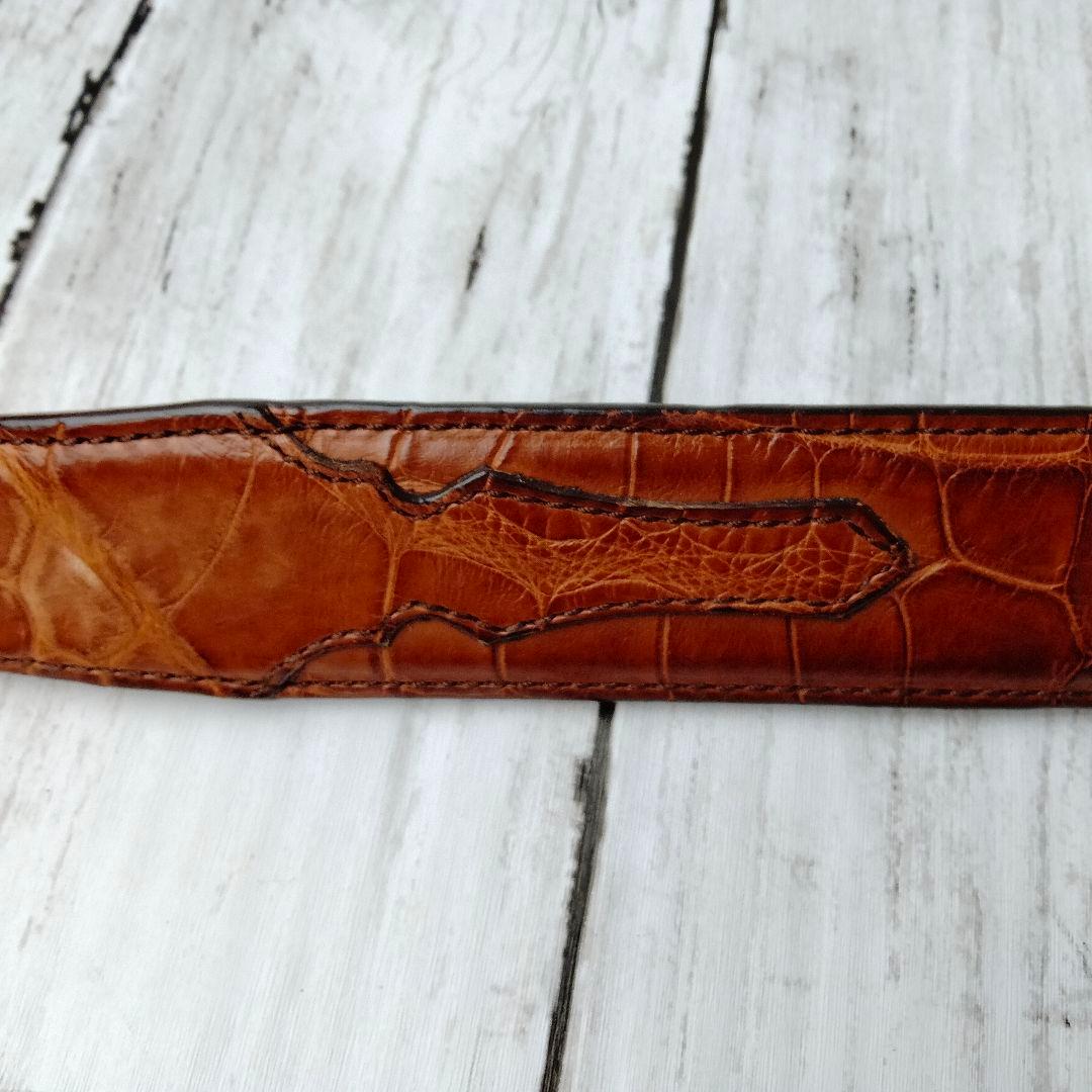 ブルネロクチネリ【クロコレザー】ベルト　ブラウン系　極上レザー　シルバー金具