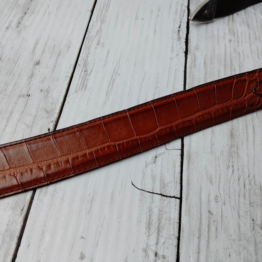 ブルネロクチネリ【クロコレザー】ベルト　ブラウン系　極上レザー　シルバー金具