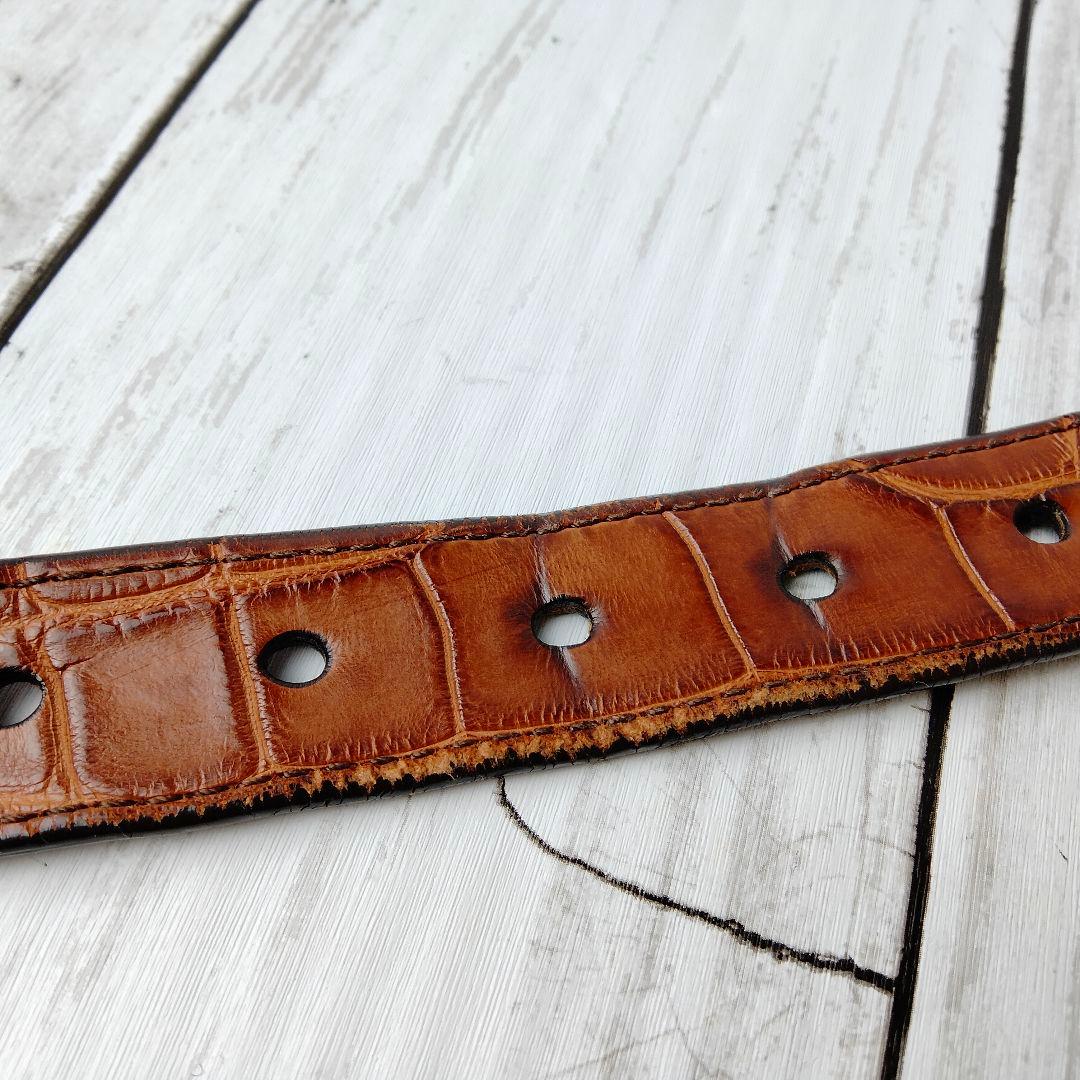 ブルネロクチネリ【クロコレザー】ベルト　ブラウン系　極上レザー　シルバー金具