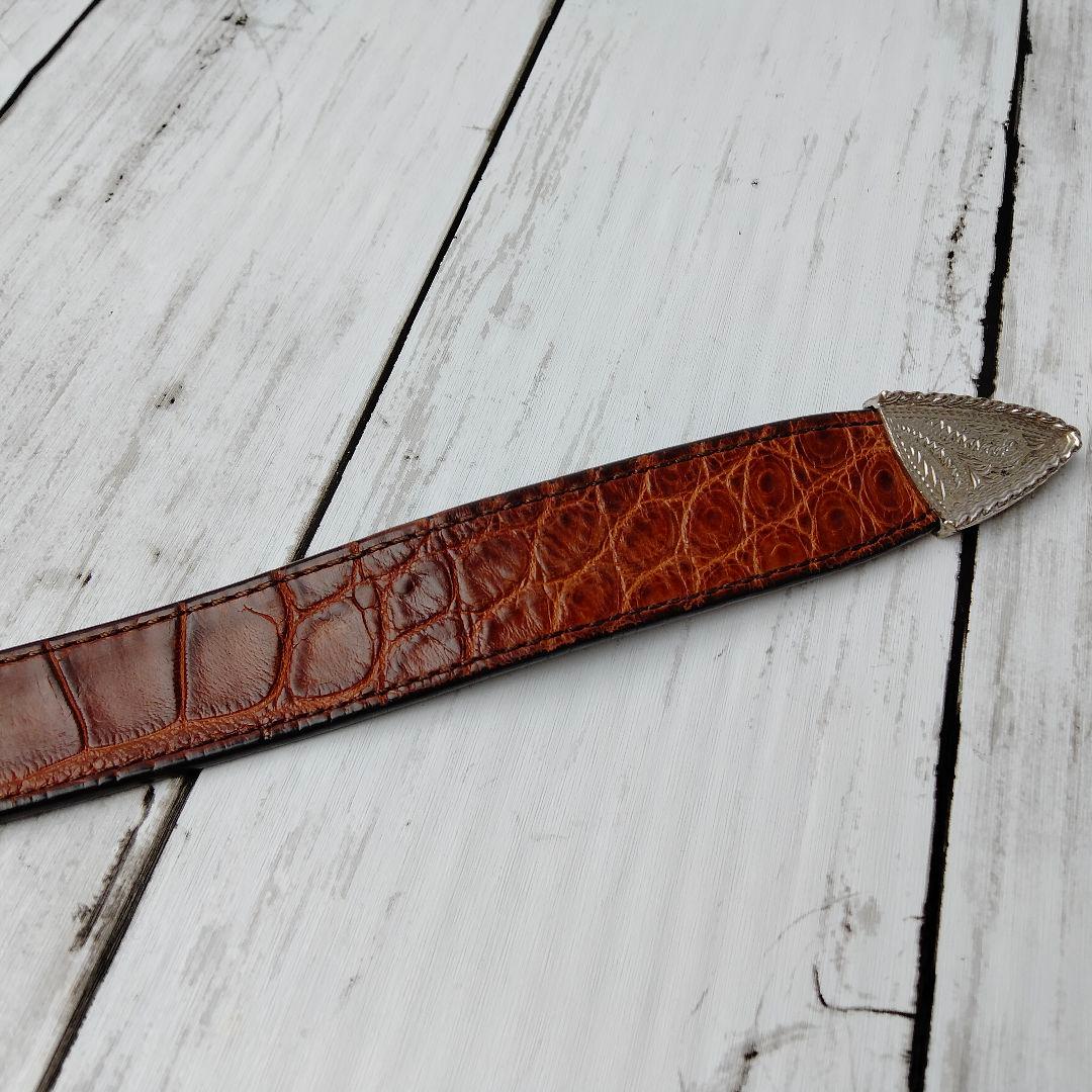 ブルネロクチネリ【クロコレザー】ベルト　ブラウン系　極上レザー　シルバー金具