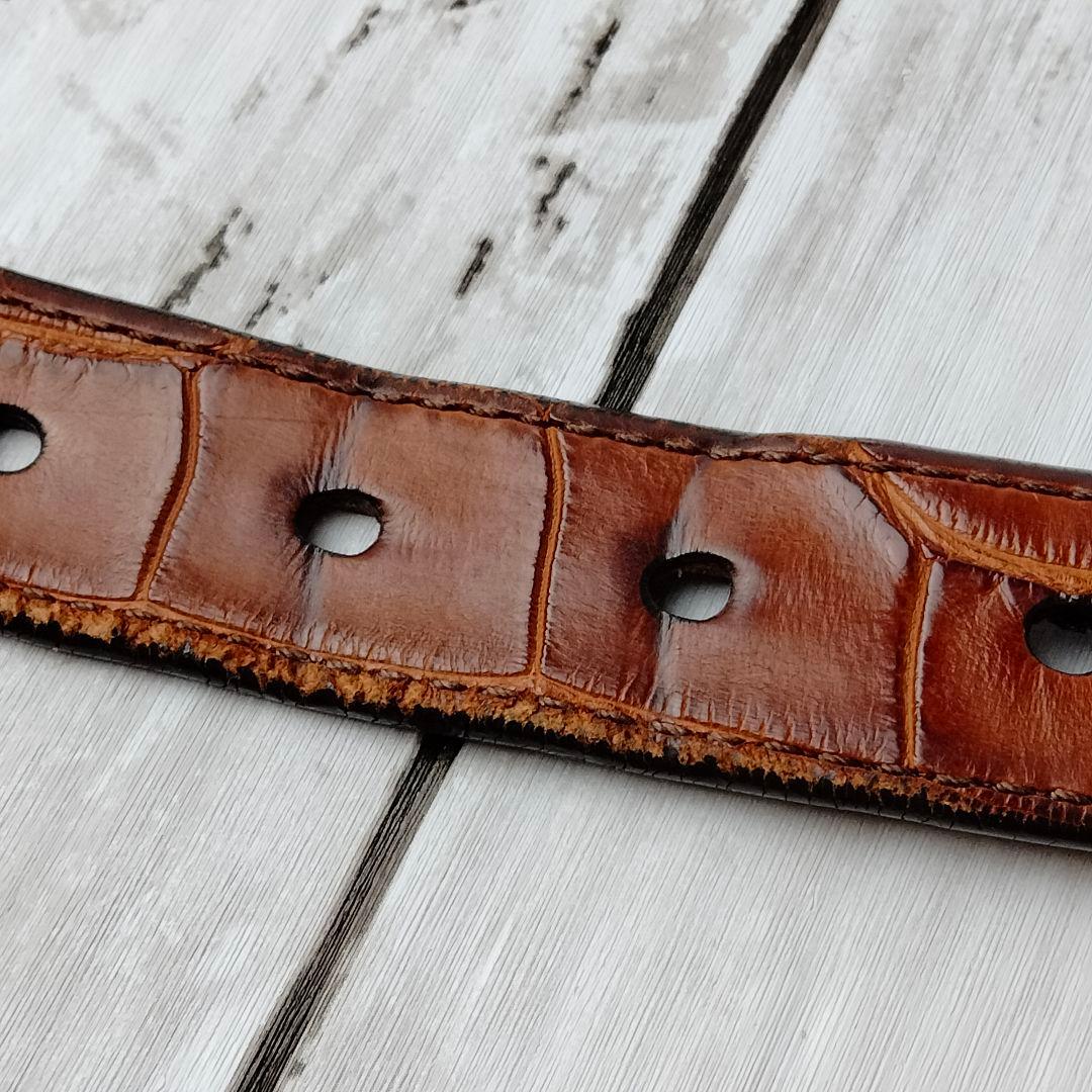 ブルネロクチネリ【クロコレザー】ベルト　ブラウン系　極上レザー　シルバー金具