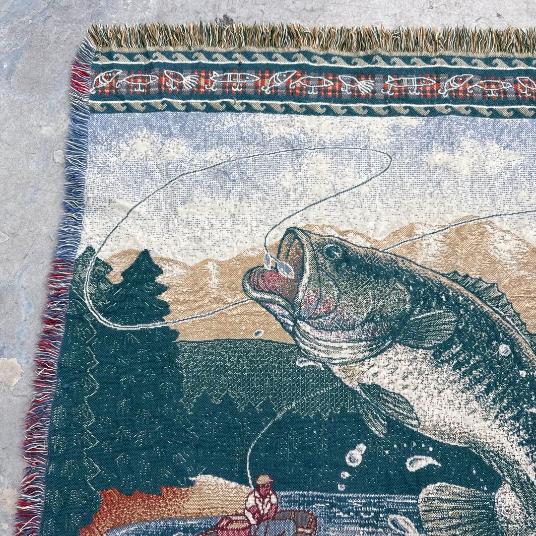 釣り　魚　ブランケット　マルチカバー　ソファーカバー　ラグ　151x121