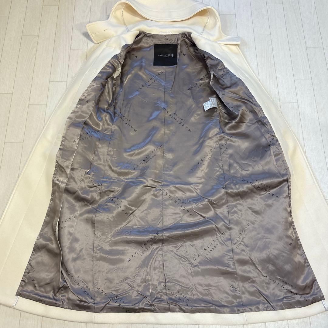 マッキントッシュロンドン ダッフルコート ロング丈 牛革 ホワイト系 38
