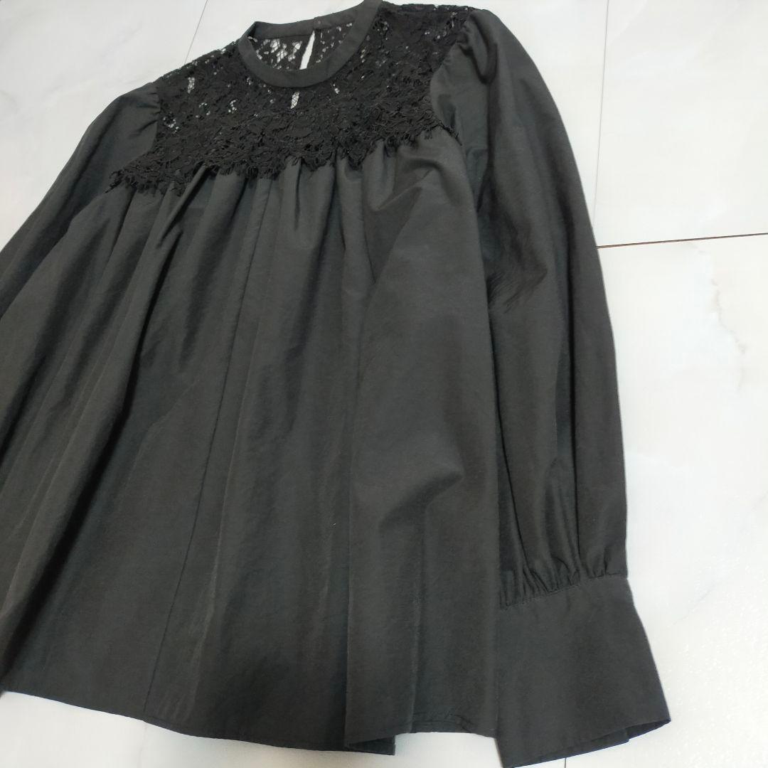 24SS✨ガリャルダガランテ レースドッキングブラウス　デート　上品　ブラック