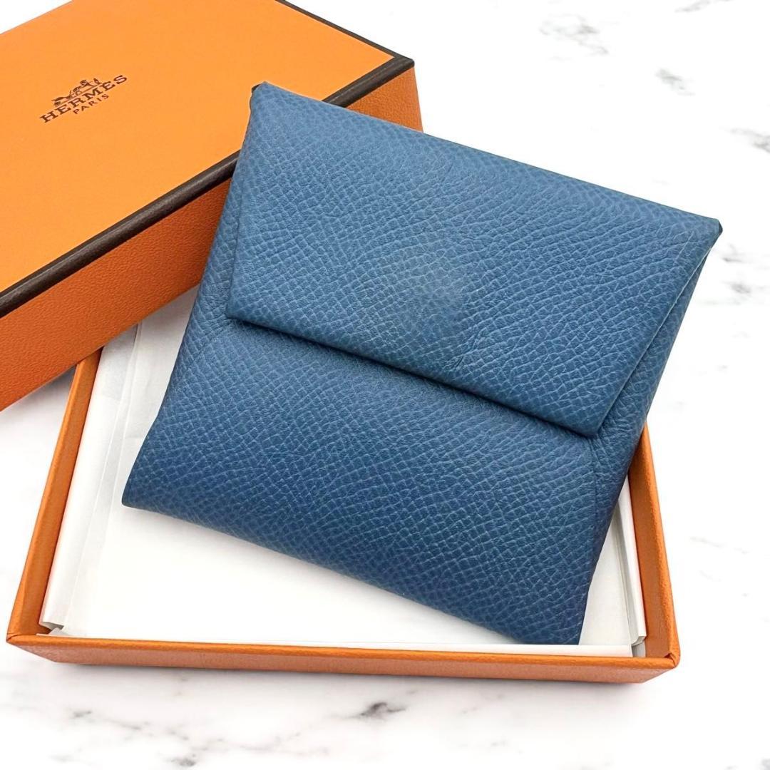 エルメス バスティア ケース　ヴォーエプソン レザー　ブルーグレー　C刻印