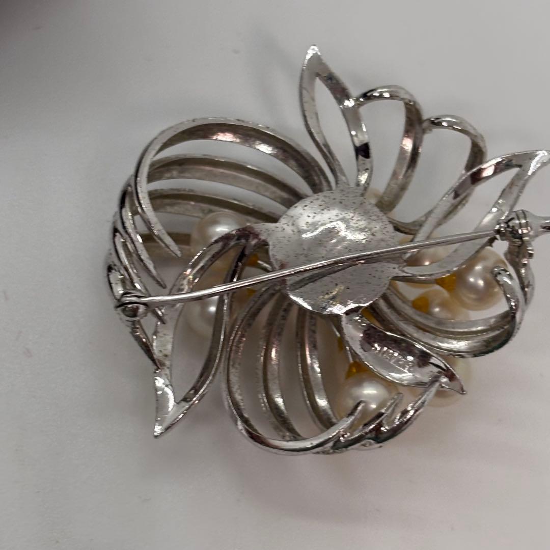 052904 シルバー　本真珠　ブローチ　ネックレス　セット