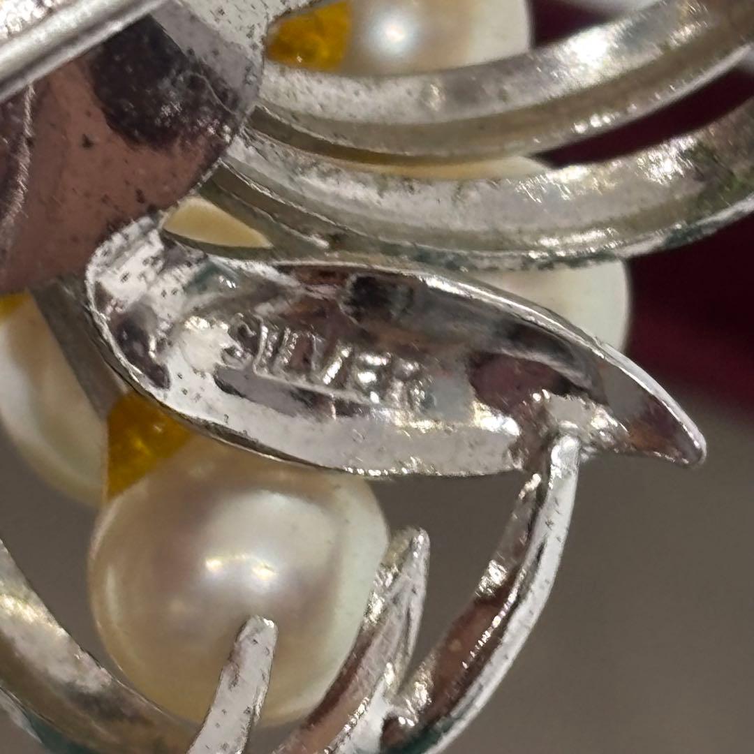 052904 シルバー　本真珠　ブローチ　ネックレス　セット