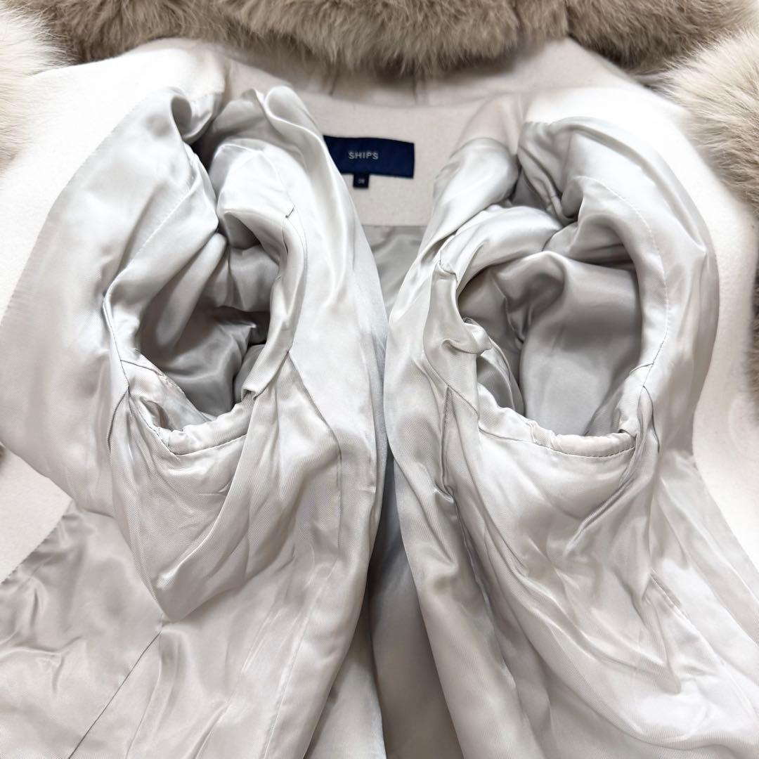 【SHIPS】シップス ダッフルコート ロングコート カシミヤ ファー トグル