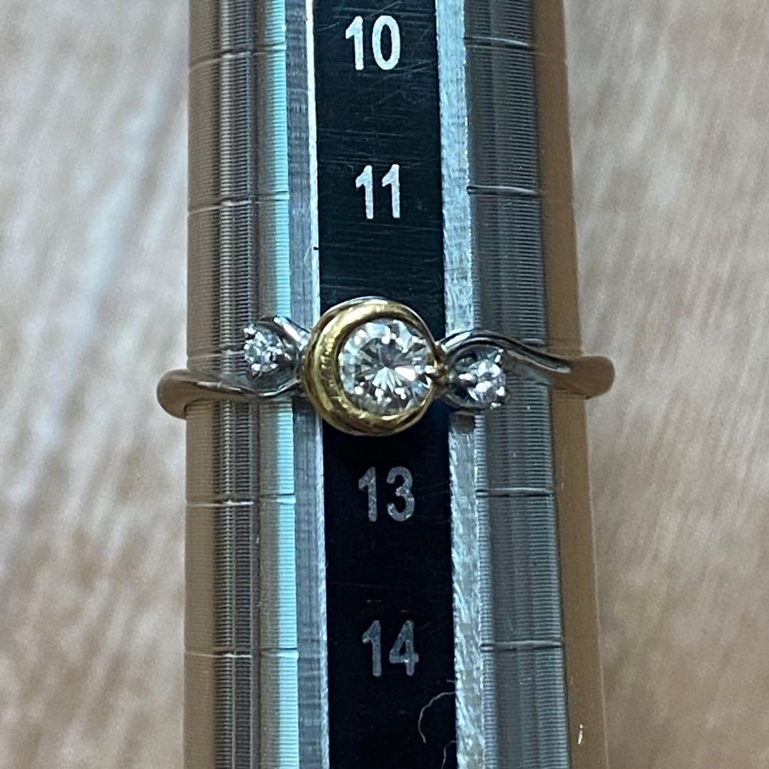 ダイヤモンドリング　Pt900 K18 ムーンデザイン✨