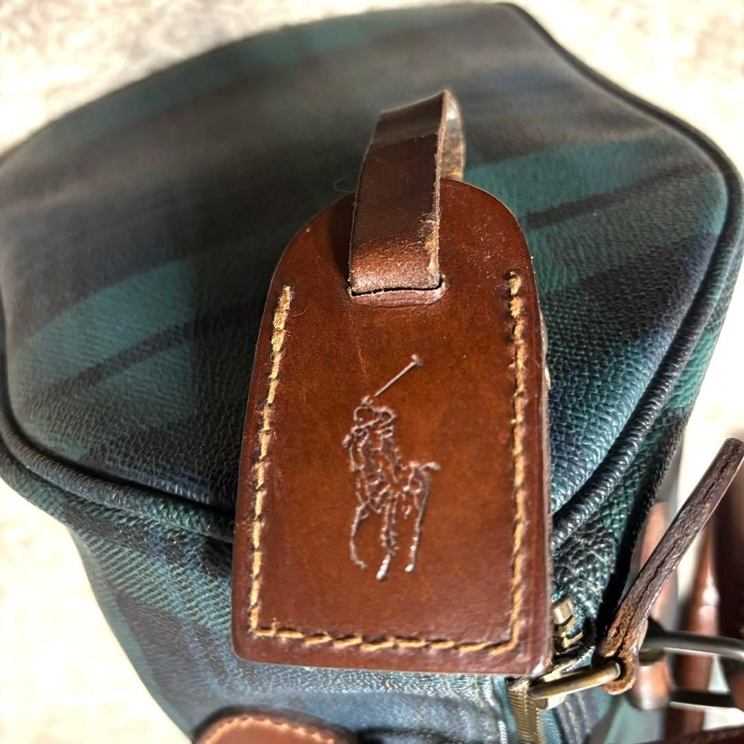 ポロラルフローレン ミニボストンバッグ ブラックチェック柄 ハンドバッグ