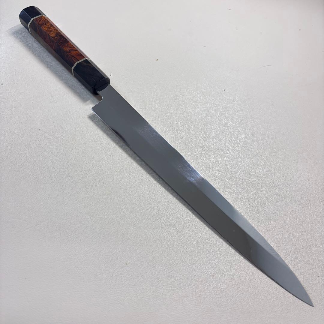 270mm 柳刃包丁 鏡面　天然木八角柄 刺身包丁 和包丁「全鋼」'.═