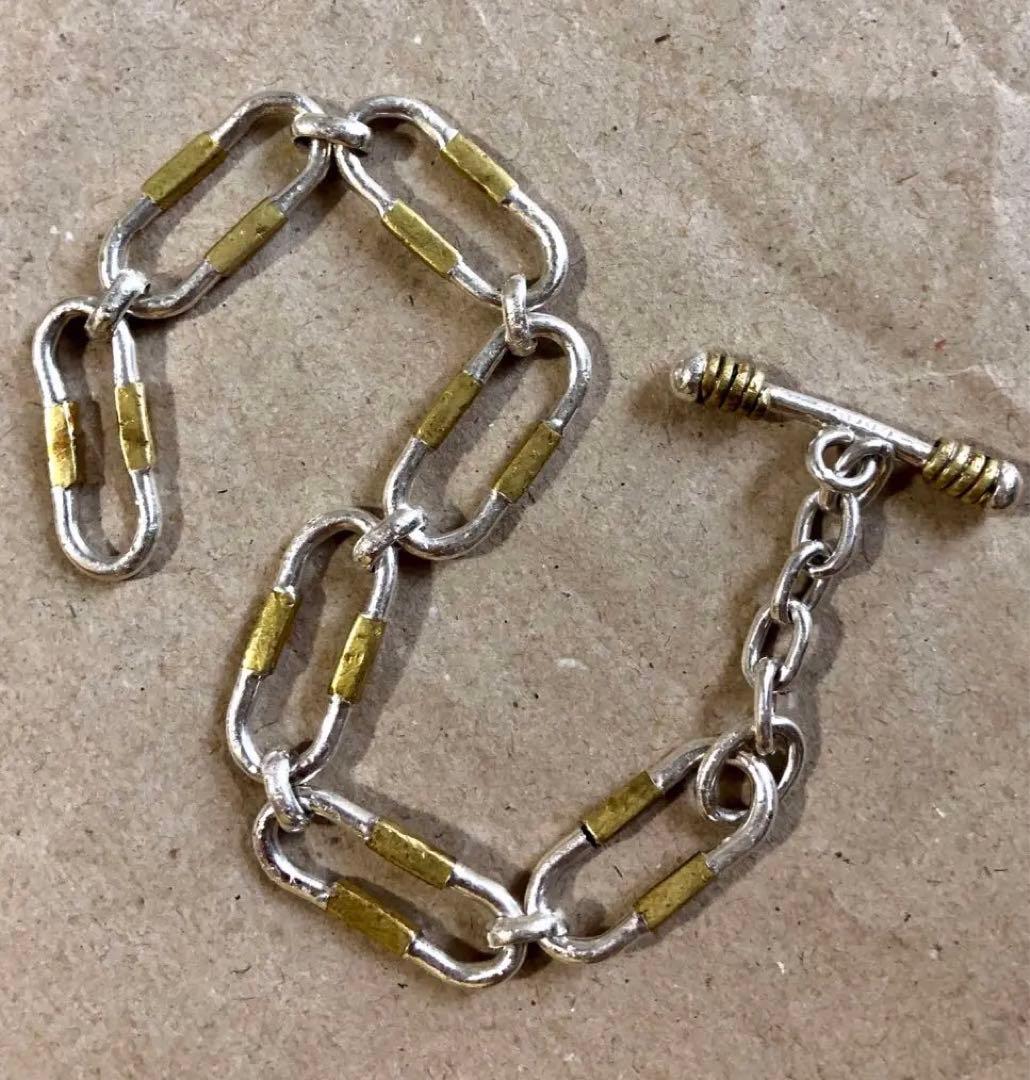 メキシコ製 vintage 925 ブラスコンビ リンクブレスレット