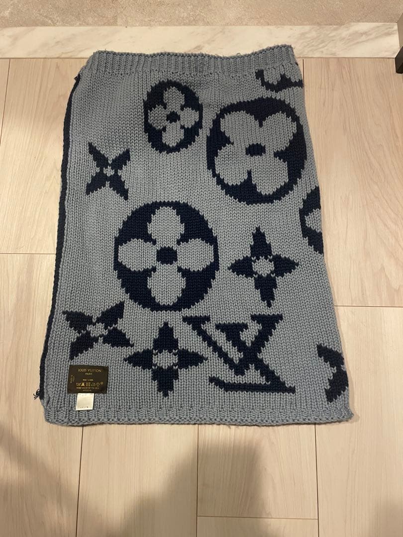 せいせい ルイヴィトン マフラー スヌード ウール　ネイビーブルー