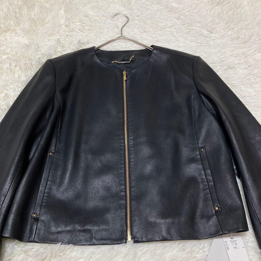 タグ付き！　CELFORD シングルライダースジャケット　黒　ゴールド金具　38