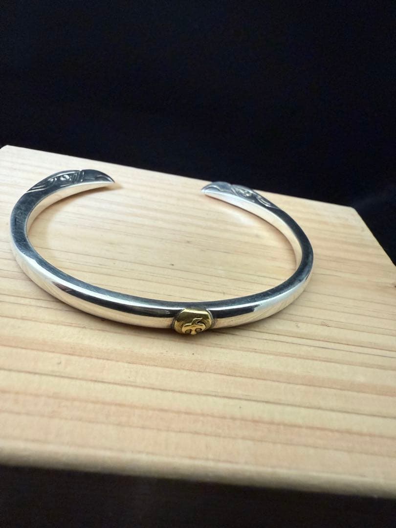 h*n様 シルバー925 イーグル顔 バングル ブレスレット 金メタル付き