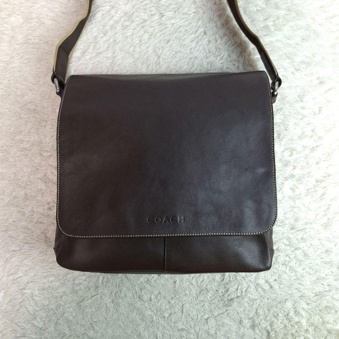 美品✨COACH　コーチ　メッセンジャーバッグ　レザー　ダークブラウン