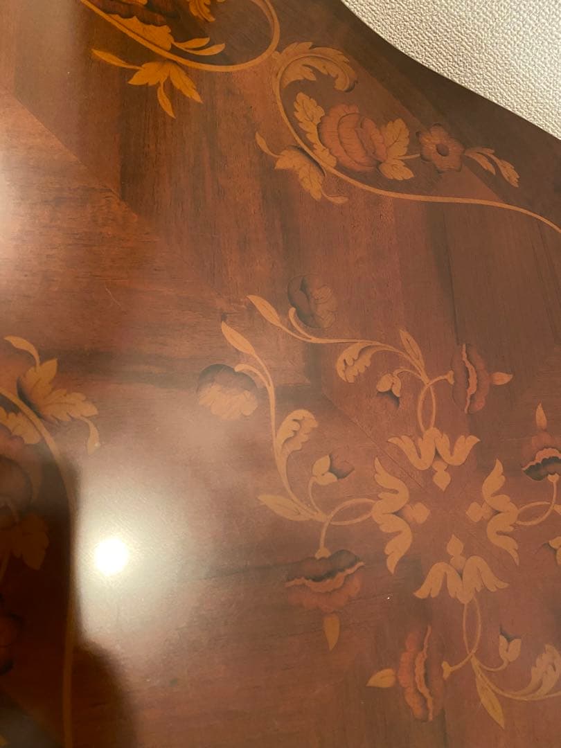 猫脚　象嵌イタリア製　木製テーブル　【注意】地域にては問い合わせ必須